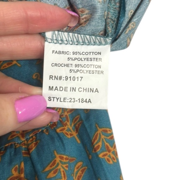 NWT Luna Moon Prairie Peasant Crocheted Accent Maxi Teal Skirt Size Medium - Picture 6 of 13